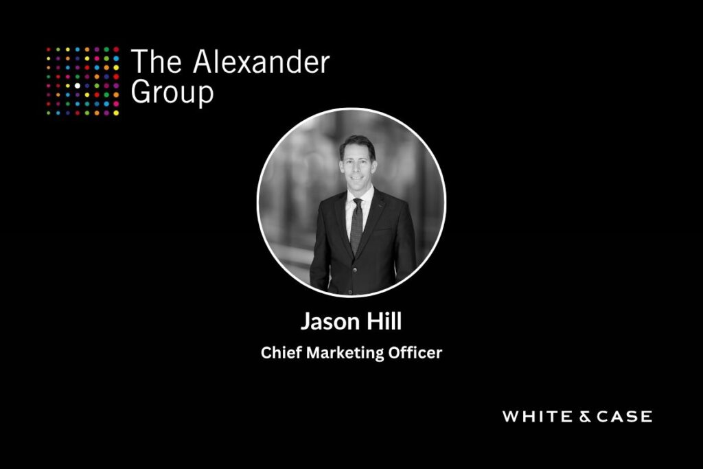 Headshot of Jason Hill with the White & Case logo